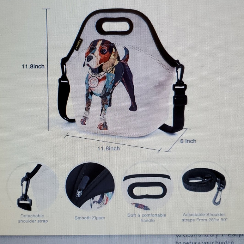 Neoprene Lunch Bag with Beagle